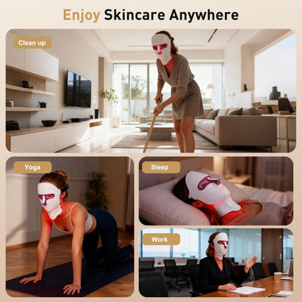 Red Light Therapy Mask for Face and Neck, LED Light Therapy Masks, USB-C Rechargeable, Facial Skincare & Radiance Care, Red Light Mask for Home, Travel, Yoga & Relaxation