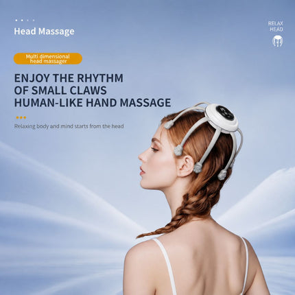 Smart Octopus Head Massager – 9 Modes, 360° Coverage, Wireless & Portable for Deep Relaxation - Black