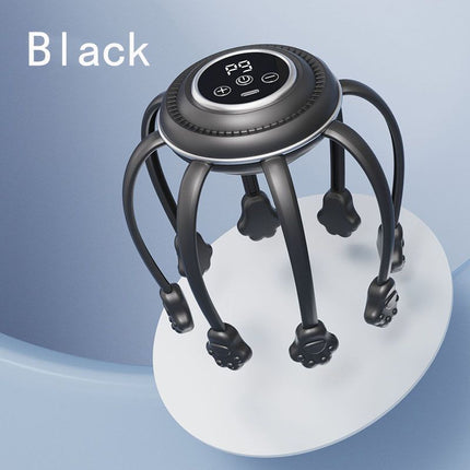 Smart Octopus Head Massager – 9 Modes, 360° Coverage, Wireless & Portable for Deep Relaxation - White