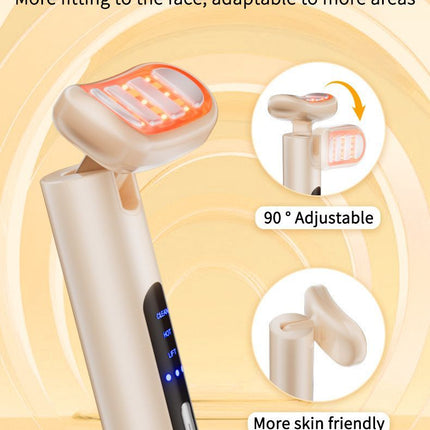 LED Facial Wand Neck Massager Red Light Therapy Beauty Device Skincare Tool - Black - Size 167mm