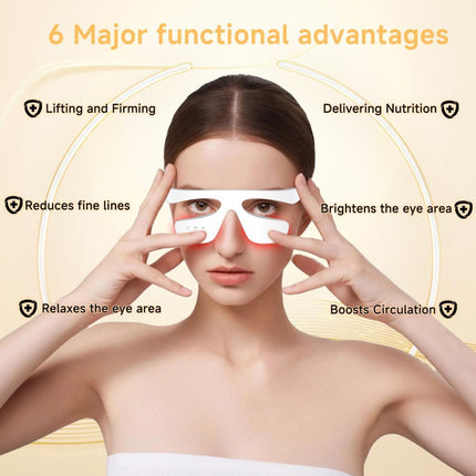 Under Eye Red Light Therapy Glasses, Eye Massager Devices for Relieve Eye Bag, Reducing Dark Circles and Puffiness, Smoothing Fine Lines with Microcurrent, Red-Light & Heat & Mood & Sleep Enhancement