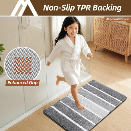 Bathroom Rugs,Ultra Soft Absorbent Bath Mat,Beige | Non-Slip TPR Backing Stays in Place, Machine Washable Bath Rugs Shaggy Rug for Bathroom Floor - Grey and White - Size 40cm*60cm