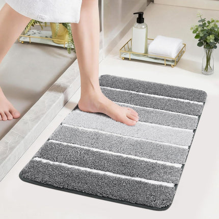 Bathroom Rugs,Ultra Soft Absorbent Bath Mat,Beige | Non-Slip TPR Backing Stays in Place, Machine Washable Bath Rugs Shaggy Rug for Bathroom Floor - Grey and White - Size 60cm*90cm
