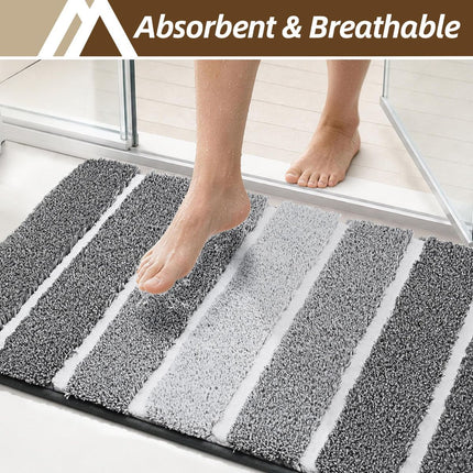 Bathroom Rugs,Ultra Soft Absorbent Bath Mat,Beige | Non-Slip TPR Backing Stays in Place, Machine Washable Bath Rugs Shaggy Rug for Bathroom Floor - Grey and White - Size 60cm*90cm