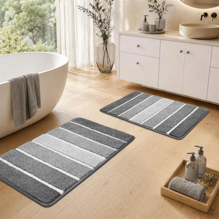 Bathroom Rugs,Ultra Soft Absorbent Bath Mat,Beige | Non-Slip TPR Backing Stays in Place, Machine Washable Bath Rugs Shaggy Rug for Bathroom Floor - Grey and White - Size 60cm*90cm