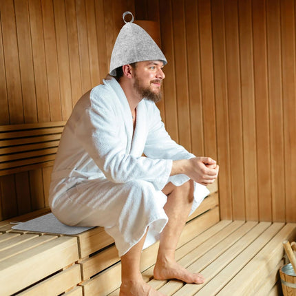 6Pcs Sauna Hats & 6Pcs Sauna Mats, Felt Sauna Hat, Bath Hair Caps with Loops, Heat Insulation Sauna Mat, Head Protection Shower Hat, Safe Sauna Mat Set, Sauna Accessories for Home
