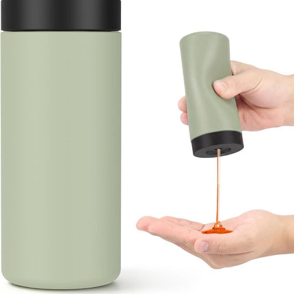 Silicone Dish Soap Dispenser, Reusable Dish Soap Bottle, Refillable Dish Soap Squeeze Bottle, 240ml/8oz Dishwashing Liquid Dispenser, Portable Hand Soap Bottle for Kitchen Sink - Light Green - Size 14cm
