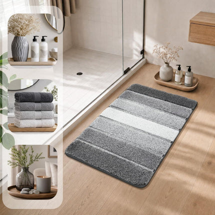Bathroom Rugs,Ultra Soft Absorbent Bath Mat,Beige | Non-Slip TPR Backing Stays in Place, Machine Washable Bath Rugs Shaggy Rug for Bathroom Floor - Gray - Size 40cm*60cm