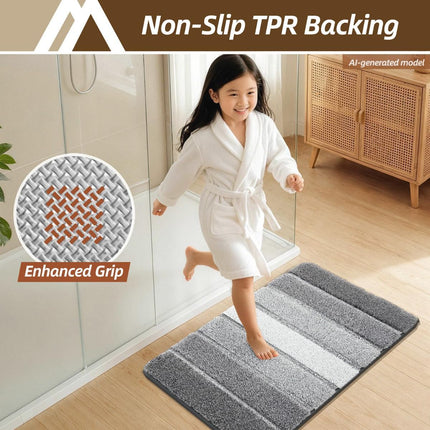 Bathroom Rugs,Ultra Soft Absorbent Bath Mat,Beige | Non-Slip TPR Backing Stays in Place, Machine Washable Bath Rugs Shaggy Rug for Bathroom Floor - Gray - Size 40cm*60cm