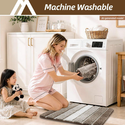 Bathroom Rugs,Ultra Soft Absorbent Bath Mat,Beige | Non-Slip TPR Backing Stays in Place, Machine Washable Bath Rugs Shaggy Rug for Bathroom Floor - Brown - Size 45cm*75cm
