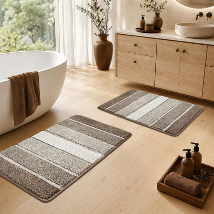 Bathroom Rugs,Ultra Soft Absorbent Bath Mat,Beige | Non-Slip TPR Backing Stays in Place, Machine Washable Bath Rugs Shaggy Rug for Bathroom Floor - Brown - Size 45cm*75cm