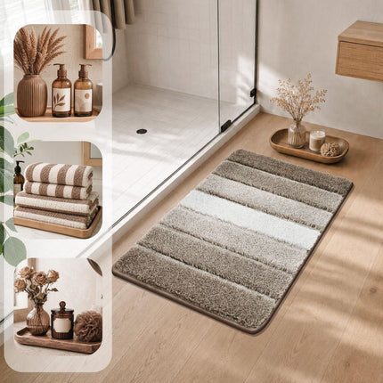 Bathroom Rugs,Ultra Soft Absorbent Bath Mat,Beige | Non-Slip TPR Backing Stays in Place, Machine Washable Bath Rugs Shaggy Rug for Bathroom Floor - Brown - Size 60cm*90cm
