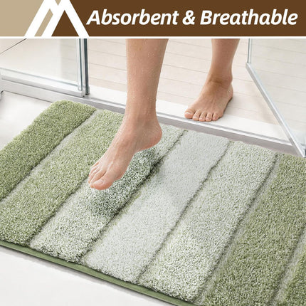 Bathroom Rugs,Ultra Soft Absorbent Bath Mat,Beige | Non-Slip TPR Backing Stays in Place, Machine Washable Bath Rugs Shaggy Rug for Bathroom Floor - Green - Size 40cm*60cm