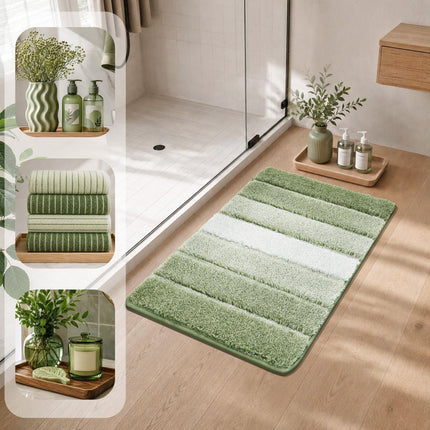 Bathroom Rugs,Ultra Soft Absorbent Bath Mat,Beige | Non-Slip TPR Backing Stays in Place, Machine Washable Bath Rugs Shaggy Rug for Bathroom Floor - Green - Size 45cm*75cm