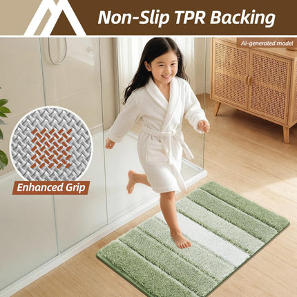 Bathroom Rugs,Ultra Soft Absorbent Bath Mat,Beige | Non-Slip TPR Backing Stays in Place, Machine Washable Bath Rugs Shaggy Rug for Bathroom Floor - Green - Size 45cm*75cm