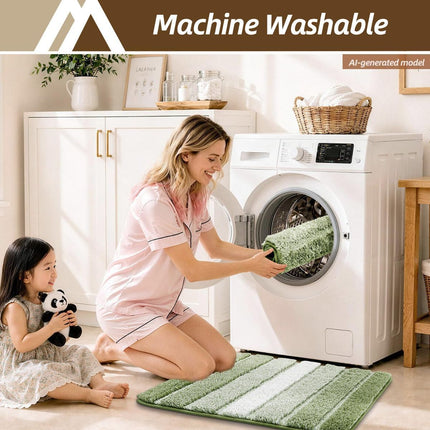 Bathroom Rugs,Ultra Soft Absorbent Bath Mat,Beige | Non-Slip TPR Backing Stays in Place, Machine Washable Bath Rugs Shaggy Rug for Bathroom Floor - Green - Size 50cm*80cm