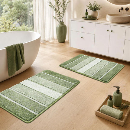 Bathroom Rugs,Ultra Soft Absorbent Bath Mat,Beige | Non-Slip TPR Backing Stays in Place, Machine Washable Bath Rugs Shaggy Rug for Bathroom Floor - Green - Size 60cm*90cm