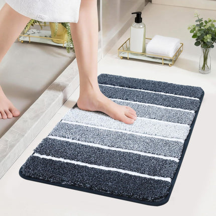 Bathroom Rugs,Ultra Soft Absorbent Bath Mat,Beige | Non-Slip TPR Backing Stays in Place, Machine Washable Bath Rugs Shaggy Rug for Bathroom Floor - Dark Blue and White - Size 40cm*60cm