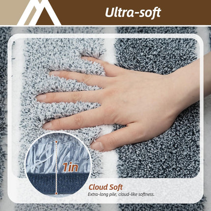 Bathroom Rugs,Ultra Soft Absorbent Bath Mat,Beige | Non-Slip TPR Backing Stays in Place, Machine Washable Bath Rugs Shaggy Rug for Bathroom Floor - Dark Blue and White - Size 40cm*60cm