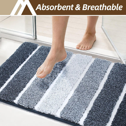 Bathroom Rugs,Ultra Soft Absorbent Bath Mat,Beige | Non-Slip TPR Backing Stays in Place, Machine Washable Bath Rugs Shaggy Rug for Bathroom Floor - Dark Blue and White - Size 45cm*75cm