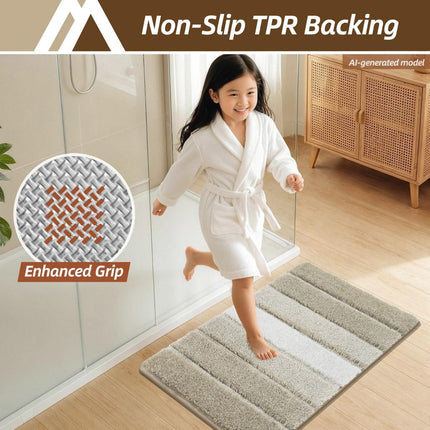 Bathroom Rugs,Ultra Soft Absorbent Bath Mat,Beige | Non-Slip TPR Backing Stays in Place, Machine Washable Bath Rugs Shaggy Rug for Bathroom Floor - Beige - Size 40cm*60cm