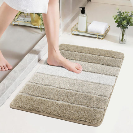 Bathroom Rugs,Ultra Soft Absorbent Bath Mat,Beige | Non-Slip TPR Backing Stays in Place, Machine Washable Bath Rugs Shaggy Rug for Bathroom Floor - Beige - Size 45cm*75cm
