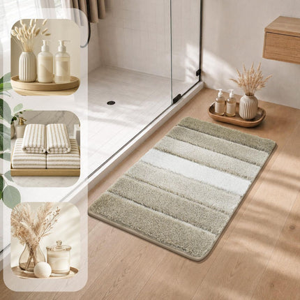 Bathroom Rugs,Ultra Soft Absorbent Bath Mat,Beige | Non-Slip TPR Backing Stays in Place, Machine Washable Bath Rugs Shaggy Rug for Bathroom Floor - Beige - Size 45cm*75cm