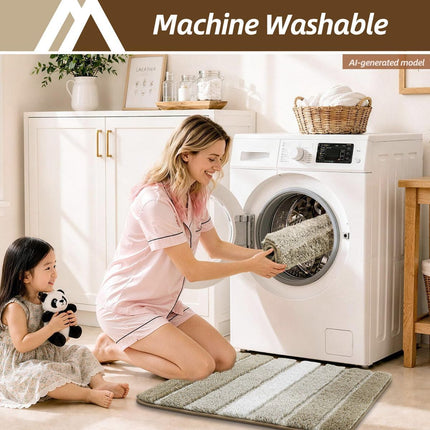 Bathroom Rugs,Ultra Soft Absorbent Bath Mat,Beige | Non-Slip TPR Backing Stays in Place, Machine Washable Bath Rugs Shaggy Rug for Bathroom Floor - Beige - Size 45cm*75cm