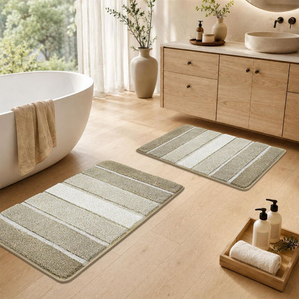 Bathroom Rugs,Ultra Soft Absorbent Bath Mat,Beige | Non-Slip TPR Backing Stays in Place, Machine Washable Bath Rugs Shaggy Rug for Bathroom Floor - Beige - Size 45cm*75cm