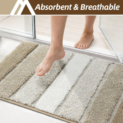 Bathroom Rugs,Ultra Soft Absorbent Bath Mat,Beige | Non-Slip TPR Backing Stays in Place, Machine Washable Bath Rugs Shaggy Rug for Bathroom Floor - Beige - Size 60cm*90cm