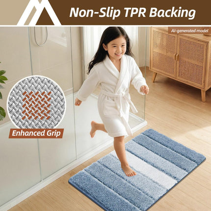Bathroom Rugs,Ultra Soft Absorbent Bath Mat,Beige | Non-Slip TPR Backing Stays in Place, Machine Washable Bath Rugs Shaggy Rug for Bathroom Floor - Blue - Size 40cm*60cm