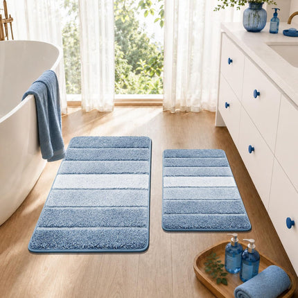 Bathroom Rugs,Ultra Soft Absorbent Bath Mat,Beige | Non-Slip TPR Backing Stays in Place, Machine Washable Bath Rugs Shaggy Rug for Bathroom Floor - Blue - Size 45cm*75cm