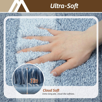 Bathroom Rugs,Ultra Soft Absorbent Bath Mat,Beige | Non-Slip TPR Backing Stays in Place, Machine Washable Bath Rugs Shaggy Rug for Bathroom Floor - Blue - Size 45cm*75cm