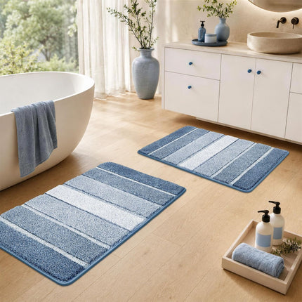 Bathroom Rugs,Ultra Soft Absorbent Bath Mat,Beige | Non-Slip TPR Backing Stays in Place, Machine Washable Bath Rugs Shaggy Rug for Bathroom Floor - Blue - Size 50cm*80cm