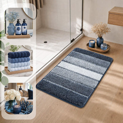 Bathroom Rugs,Ultra Soft Absorbent Bath Mat,Beige | Non-Slip TPR Backing Stays in Place, Machine Washable Bath Rugs Shaggy Rug for Bathroom Floor - Dark Blue - Size 60cm*90cm