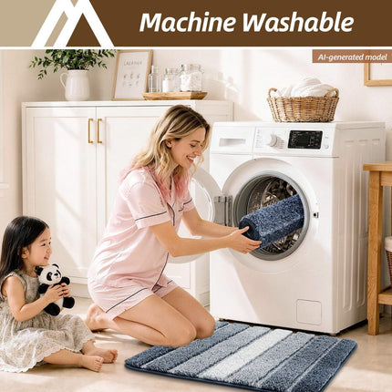 Bathroom Rugs,Ultra Soft Absorbent Bath Mat,Beige | Non-Slip TPR Backing Stays in Place, Machine Washable Bath Rugs Shaggy Rug for Bathroom Floor - Dark Blue - Size 60cm*90cm