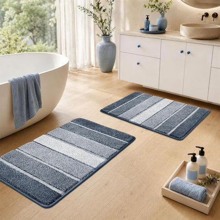 Bathroom Rugs,Ultra Soft Absorbent Bath Mat,Beige | Non-Slip TPR Backing Stays in Place, Machine Washable Bath Rugs Shaggy Rug for Bathroom Floor - Dark Blue - Size 60cm*90cm