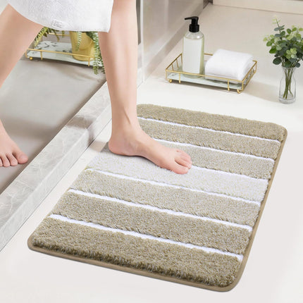 Bathroom Rugs,Ultra Soft Absorbent Bath Mat,Beige | Non-Slip TPR Backing Stays in Place, Machine Washable Bath Rugs Shaggy Rug for Bathroom Floor - Beige and White - Size 40cm*60cm
