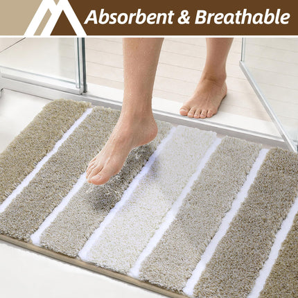Bathroom Rugs,Ultra Soft Absorbent Bath Mat,Beige | Non-Slip TPR Backing Stays in Place, Machine Washable Bath Rugs Shaggy Rug for Bathroom Floor - Beige and White - Size 40cm*60cm