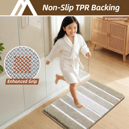 Bathroom Rugs,Ultra Soft Absorbent Bath Mat,Beige | Non-Slip TPR Backing Stays in Place, Machine Washable Bath Rugs Shaggy Rug for Bathroom Floor - Beige and White - Size 40cm*60cm