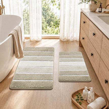 Bathroom Rugs,Ultra Soft Absorbent Bath Mat,Beige | Non-Slip TPR Backing Stays in Place, Machine Washable Bath Rugs Shaggy Rug for Bathroom Floor - Beige and White - Size 40cm*60cm