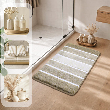 Bathroom Rugs,Ultra Soft Absorbent Bath Mat,Beige | Non-Slip TPR Backing Stays in Place, Machine Washable Bath Rugs Shaggy Rug for Bathroom Floor - Beige and White - Size 60cm*90cm