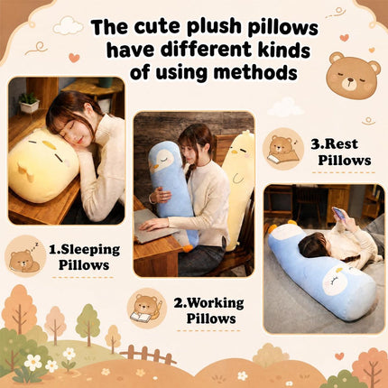 Long-Shaped Pillow Plush Pillow Hugging Pillow Soft Pillow Sleeping Pillow Gift - Blue - Size 33in