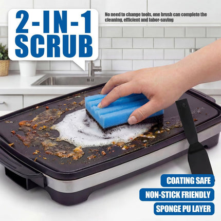 4-Pack Cleaning Sponge and 2-Pack Grill Scraper - Essential Grills Cleaning Kit for George Foreman & Most Grooved Indoor & Outdoor Grills and Sandwich Waffle Makers (6Pcs)