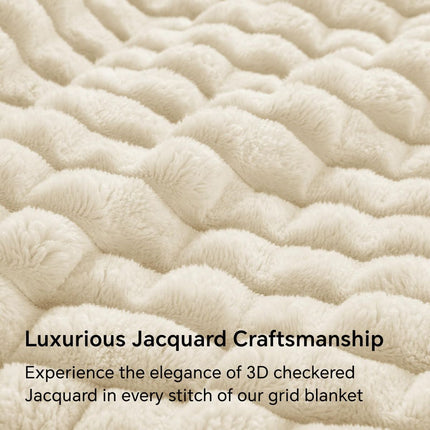 Updated Grey Throw Blanket for Couch and Bed- Super Soft and Warm 3D Checkered Fluffy Fuzzy Fleece Blanket, Luxurious Plush Cozy Blanket for Room Decor Spring - Beige - Size 180cm*200cm