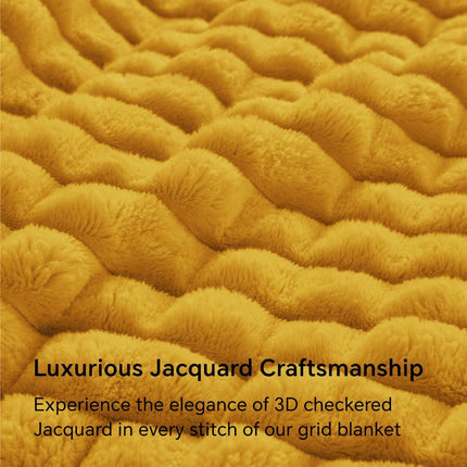 Updated Grey Throw Blanket for Couch and Bed- Super Soft and Warm 3D Checkered Fluffy Fuzzy Fleece Blanket, Luxurious Plush Cozy Blanket for Room Decor Spring - Yellow - Size 150cm*200cm