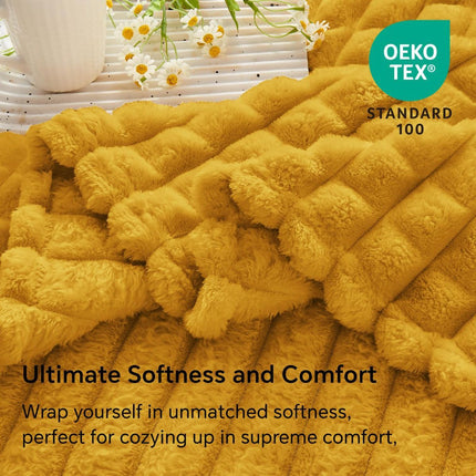 Updated Grey Throw Blanket for Couch and Bed- Super Soft and Warm 3D Checkered Fluffy Fuzzy Fleece Blanket, Luxurious Plush Cozy Blanket for Room Decor Spring - Yellow - Size 180cm*200cm
