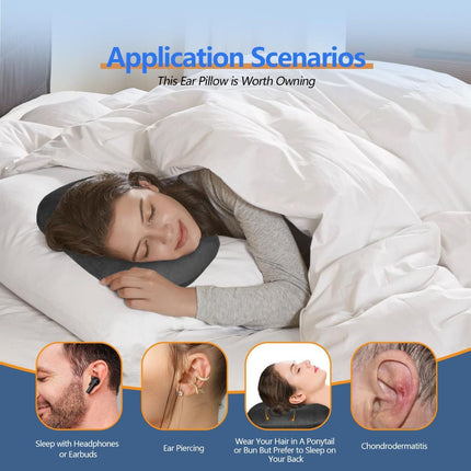 Ear Piercing Hole Pillows Side Sleeper Pillow with an Ear Hole for CNH Side Sleepers and Ear Inflammation Pressure Sores, Adjustable Cotton and Polyester Curved Side Pillow - White - Size 44cm*32cm