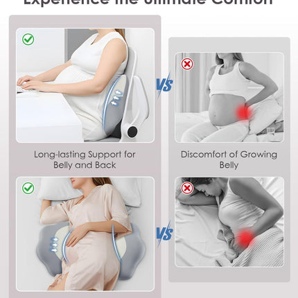 Pregnancy Pillows for Sleeping, Memory Foam Maternity Pillow Support for Back Belly HIPS, Adjustable Travel Wedge Pillow for Pregnant Women, Side Sleeping Pregnant Pillows with Velvet Cover - Gray - Size 31.5in*15in