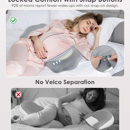 Pregnancy Pillows for Sleeping, Memory Foam Maternity Pillow Support for Back Belly HIPS, Adjustable Travel Wedge Pillow for Pregnant Women, Side Sleeping Pregnant Pillows with Velvet Cover - Gray - Size 31.5in*15in